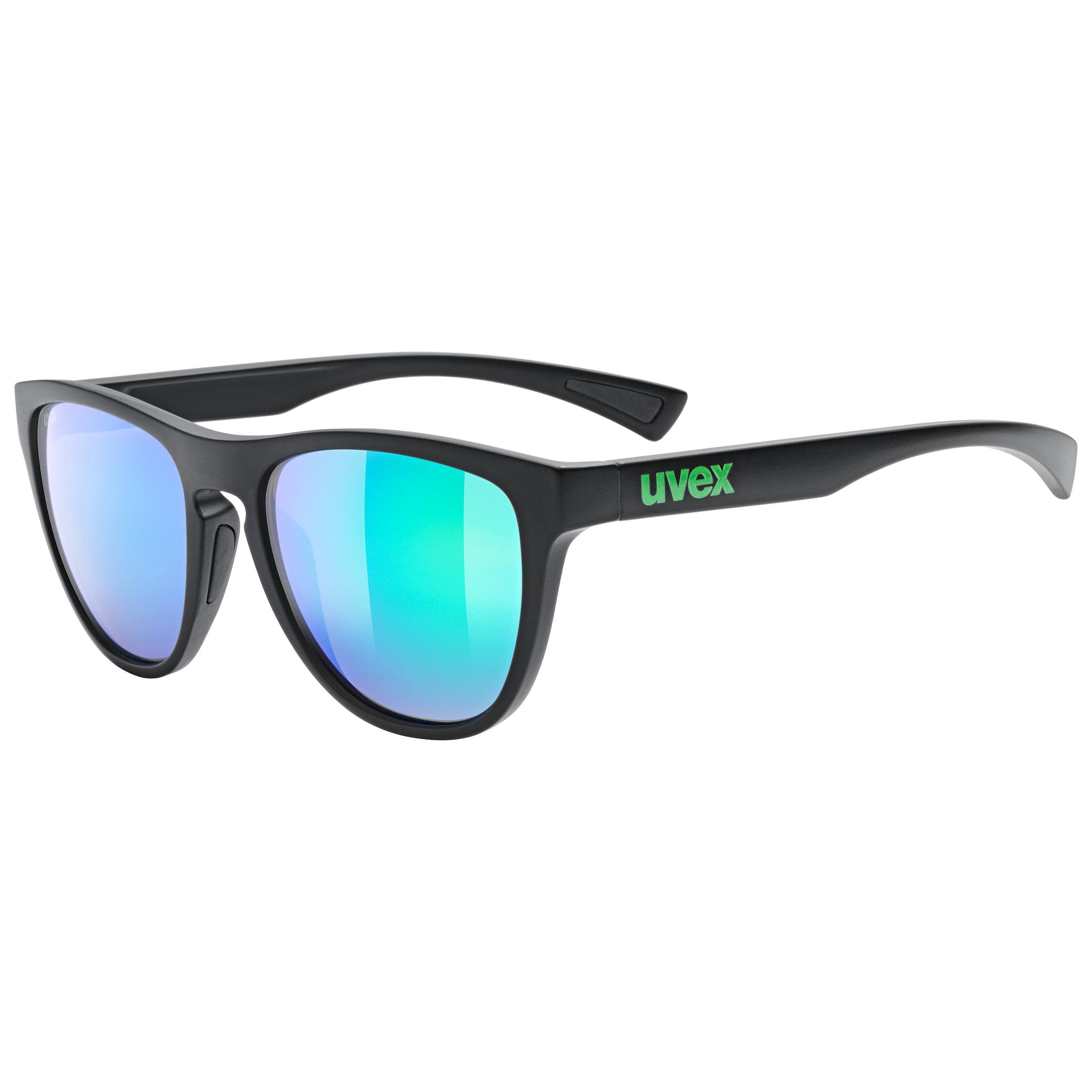 Uvex Unisex-Adult, esntl spirit sports glasses, black matt/mirror green, one size