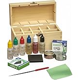 GTE Precious Metal Jewelry Testing Kit Gold Silver Platinum Test Acids Wooden Box 30X Eye Loupe 10K 14K 18K 24K Needle File C