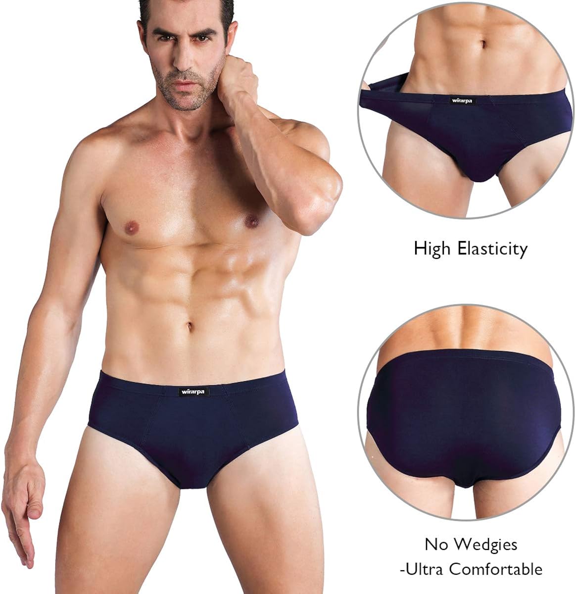 wirarpa Men's Underwear Multipack Modal Microfiber Briefs No Fly Covered Waistband Silky Touch Underpants at  Men’s Clothing store