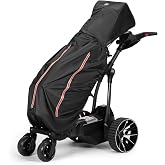 KEMIMOTO Portable Golf Bag Rain Cover, Universal Golf Bag Cover with Hood | Lightweight, Foldable Cover with Reflective Zipper &amp; Adjustable Buckle, Fit for Golf Push Cart, Water-Resistant, 210D Oxford