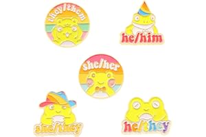 GILLNA Studious Frog Enamel Lapel Pins for Kids/Girl, Cute Rainbow Animal Pins Badges for Clothes Colorful Pronoun Enamel Pins Jewelry Accessories Gift