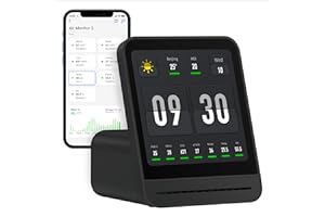 Qingping Air Quality Monitor Gen 2, Air Quality Monitor Indoor Detects PM2.5, CO2, PM10, Noise, Temperature and Humidity, New Upgraded Alarm Clock Function, Air Quality Tester for Bedroom, Smart Home