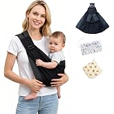 Baby Sling Carrier, Ergonomic M-Leg Soft Cotton Fit with Wide Padded Straps | Dual Lock Buckles, Reinforced Seams, Non-Slip, Back Pain Relief, One-Hand Wear, Padded Leg Openings, Ideal for Home &amp; Outings