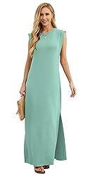 GRECERELLE Womens Summer Crew Neck Loose Split