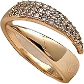 WANGSONGXUE Stackable Adjustable Cubic Zirconia Wedding Ring - Non-Tarnish Gold Rings for Women