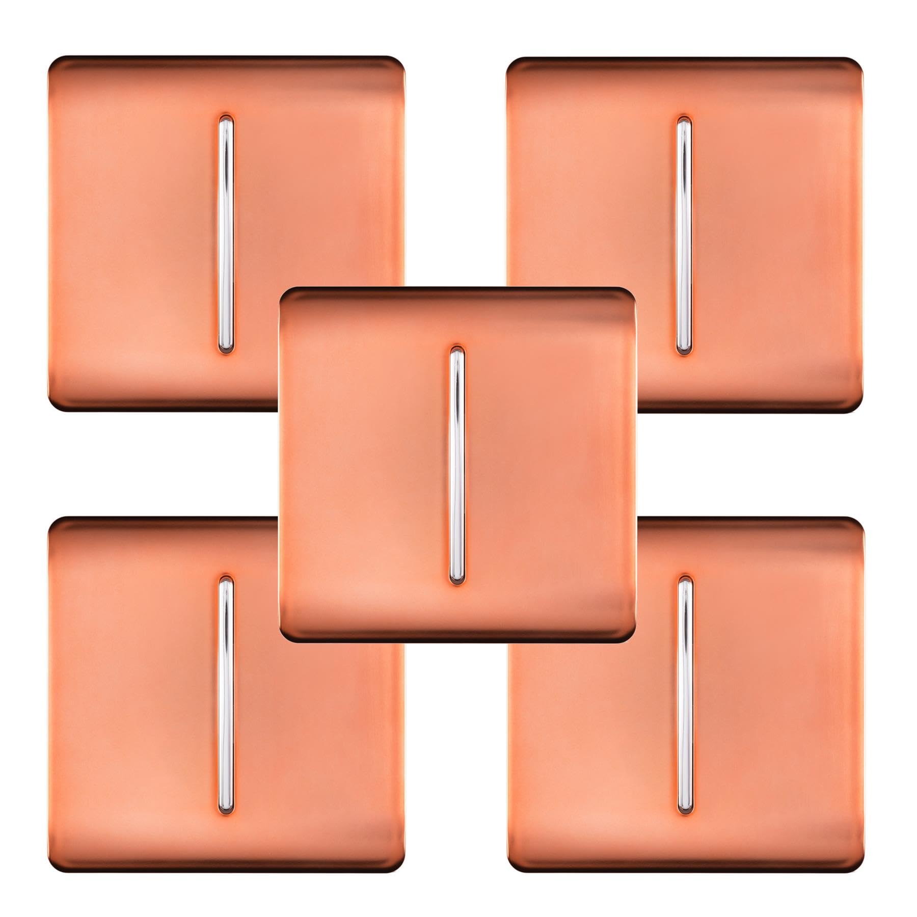 Trendi Modern 1 Gang 1 or 2 Way Screwless Rocker Light Switch in Copper (Pack of 5)