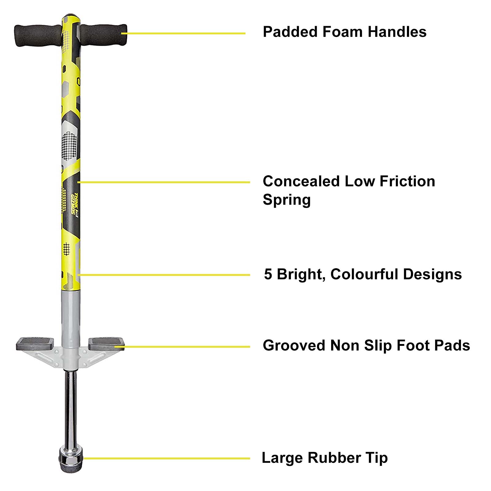 Think Gizmos Pogo Stick for Kids Ages 5 and Up & Between 40 to 80 Pounds - Master This Foam Covered Kids Pogo Stick for Beginners (Yellow & Black)