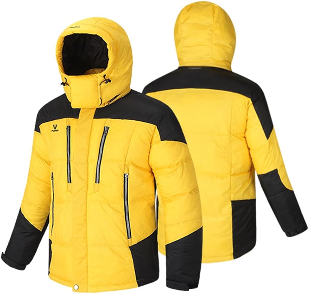 Fuerza Mens Winter Down Wellon Hooded Dynamic Parka Jacket Yellow Amazon.ca Clothing