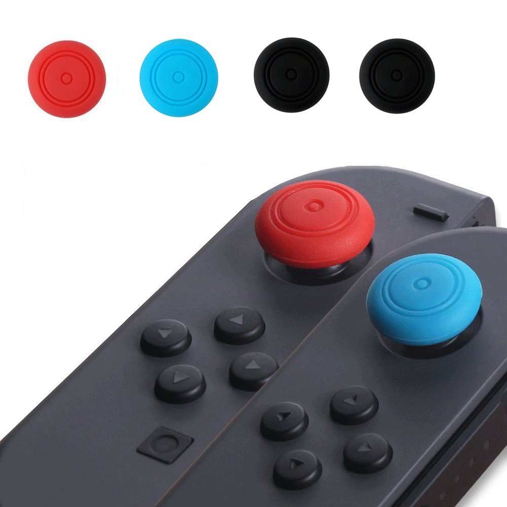 Vorida Case Compatible for Nintendo Switch, Crystal Case Hard Back Clear Cover Anti-Scratch & Shock-Absorption 9H Tempered Glass Screen Protector + Joy Con Grip Caps (Grey)