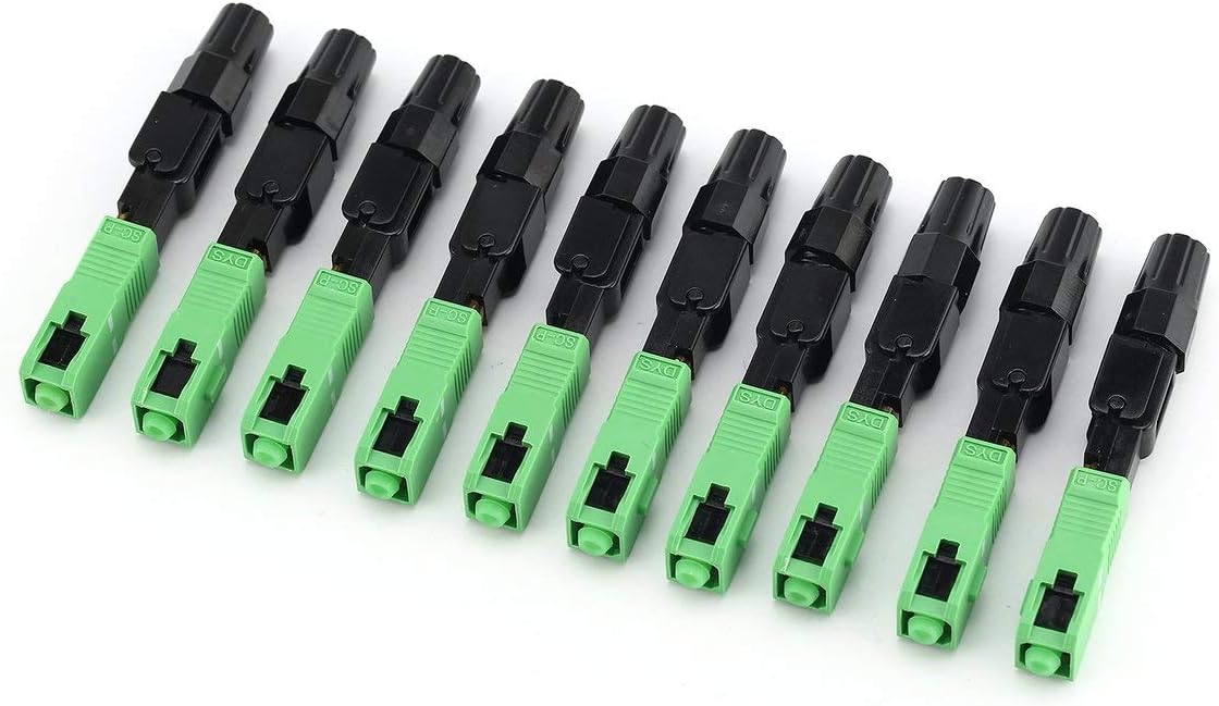10Pcs SC/APC Fiber Optic Connector FTTH Embedded Single Mode Assembly Fiber Optic Quick Connector Fiber Optic Fast Connector - Black&Green