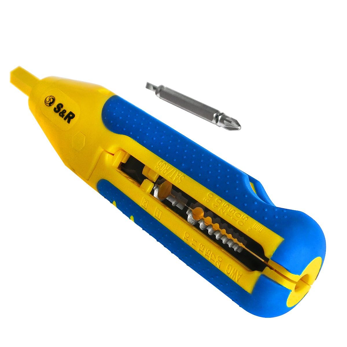 S&R Multi Universal Wire Stripper/Cable Cutter 3 x 1.5 mm/PZ2 Bit Holder and Slotted 4.0 mm Cable Stripper Low Voltage 8 - 13 mm Cable for Satellite 20AWG/RG6 and RG59 Cable Stripper Stripper