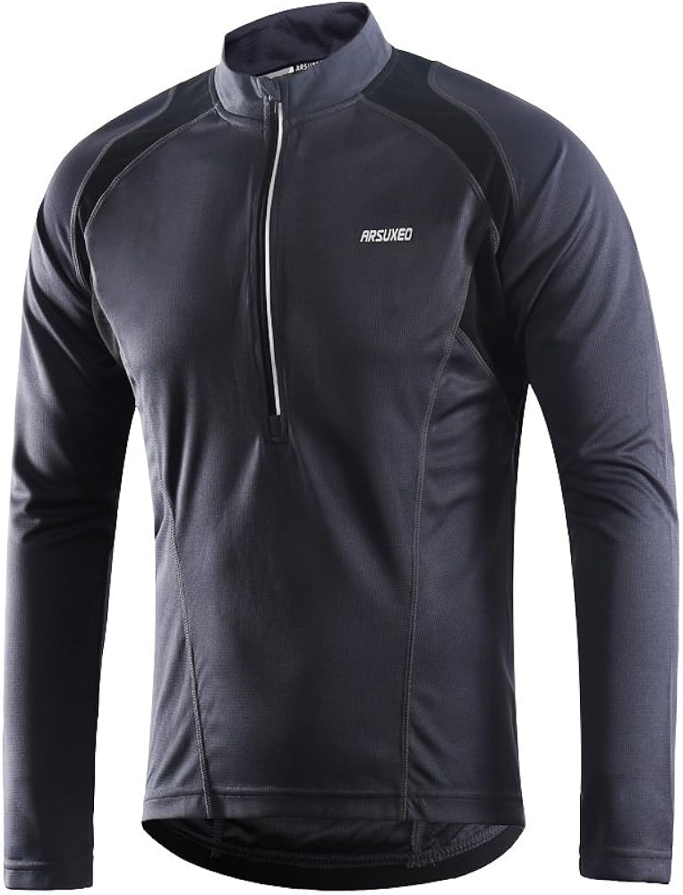 ARSUXEO Men's Half Zipper Cycling Jerseys Long Sleeves MTB Bike Shirts 6031: Clothing