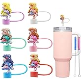 6Pcs 10mm Cute Girl Straw Cover for Stanley Cup,Dust-Proof Straw Topper for 30&40 oz Tumblers and Water Bottles,Reusable Tumbler Cup Accessories for Stanley,Funny Gifts for Women & Girls