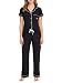 BORN Soft Button Up Pajamas for Women, Knit Button Down Pajama Set with Pants, PJ Sets (Black, Medium)