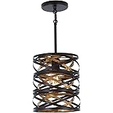 Minka Lavery 4670-111 Vortic Flow Mini Pendant, 1-Light, 60 Total Watts, 8.5-in H x 10-in W, Dark Bronze with Mosaic Gold Int