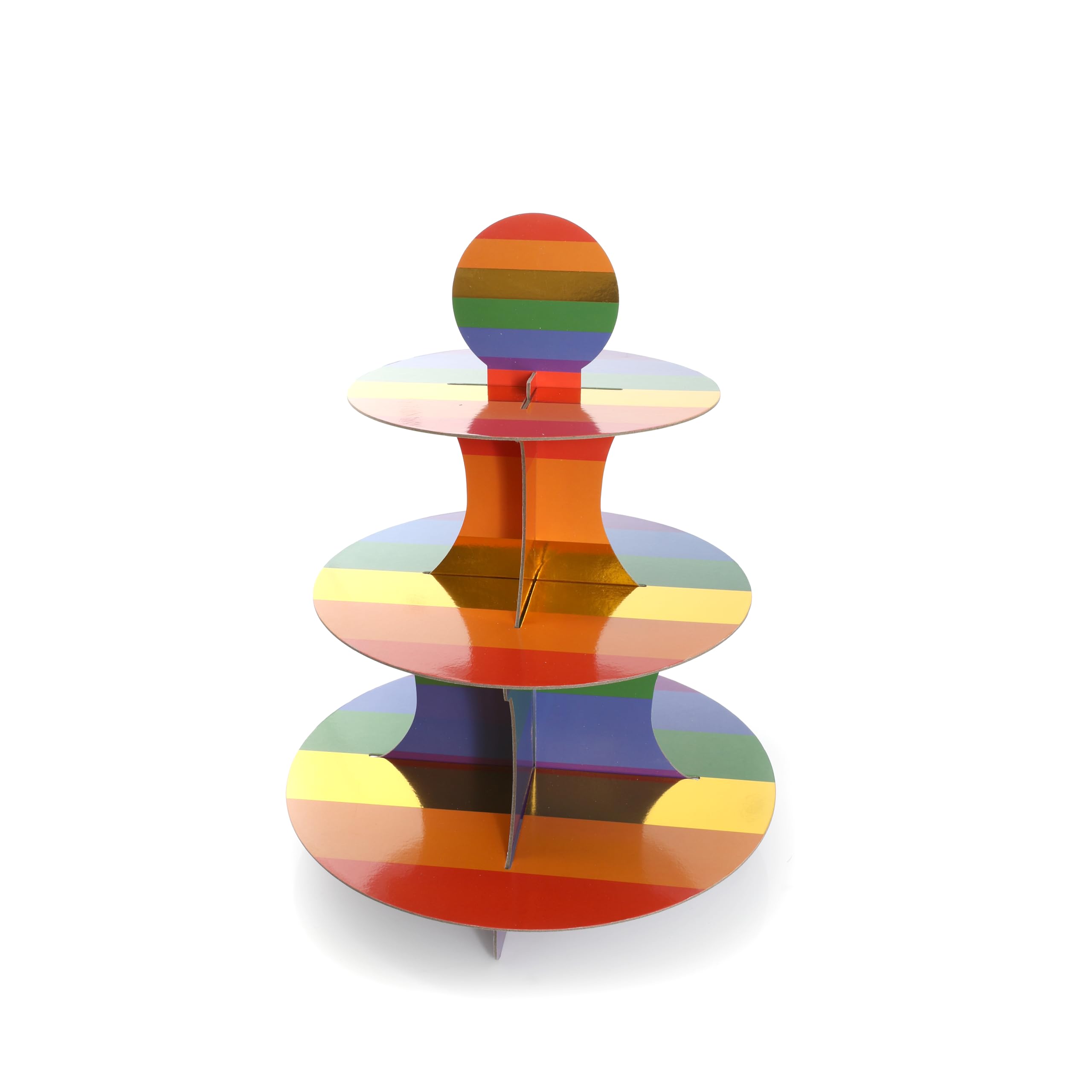 Rainbow Pride Cake Stand - Pack of 1-3-Tier Rainbow Coloured Cardboard Cake Stan - Fun Pride Month Party Tableware Decoration