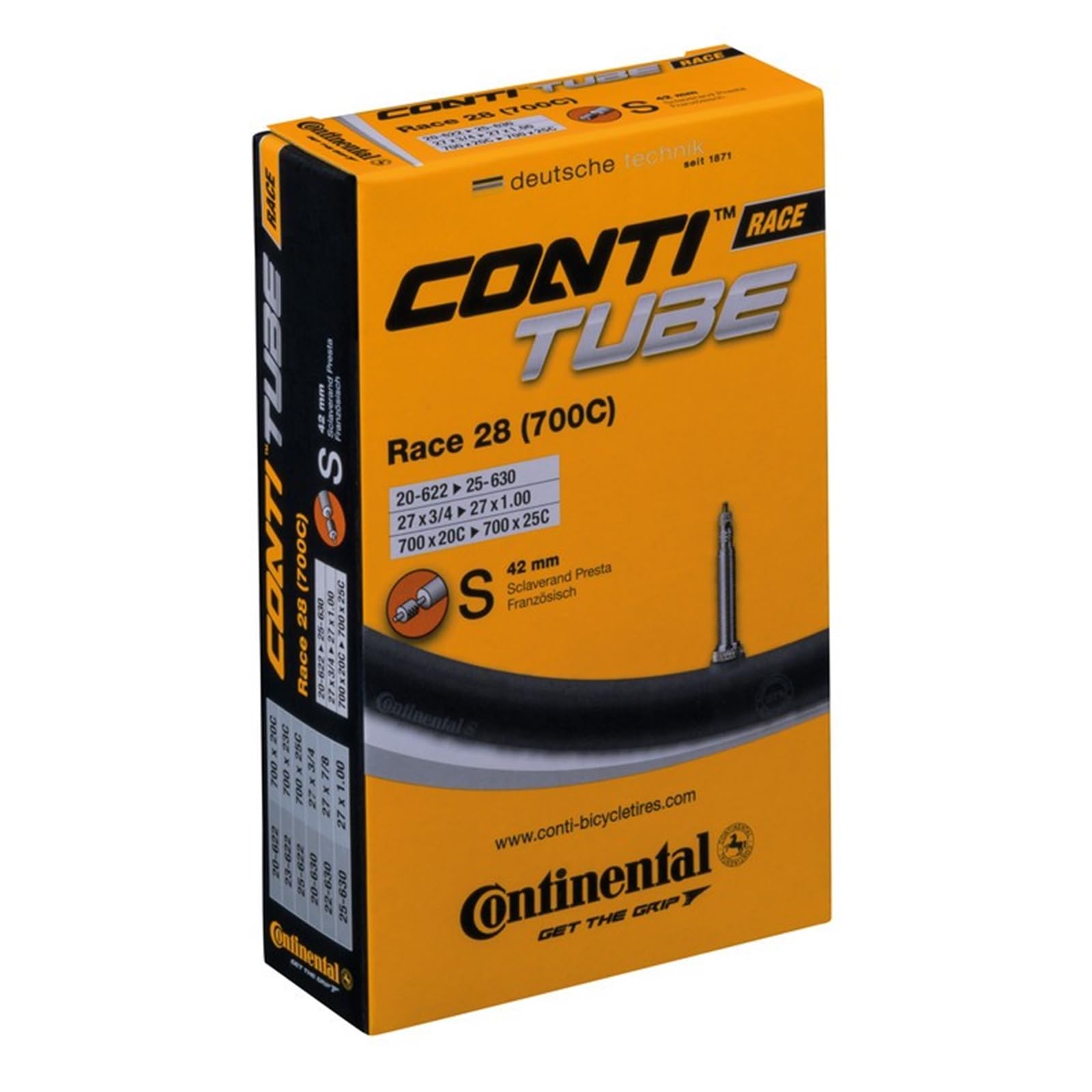 Continental Unisex's 181781 Inner Tube, Black, pack of 3, [20-622->25-630]