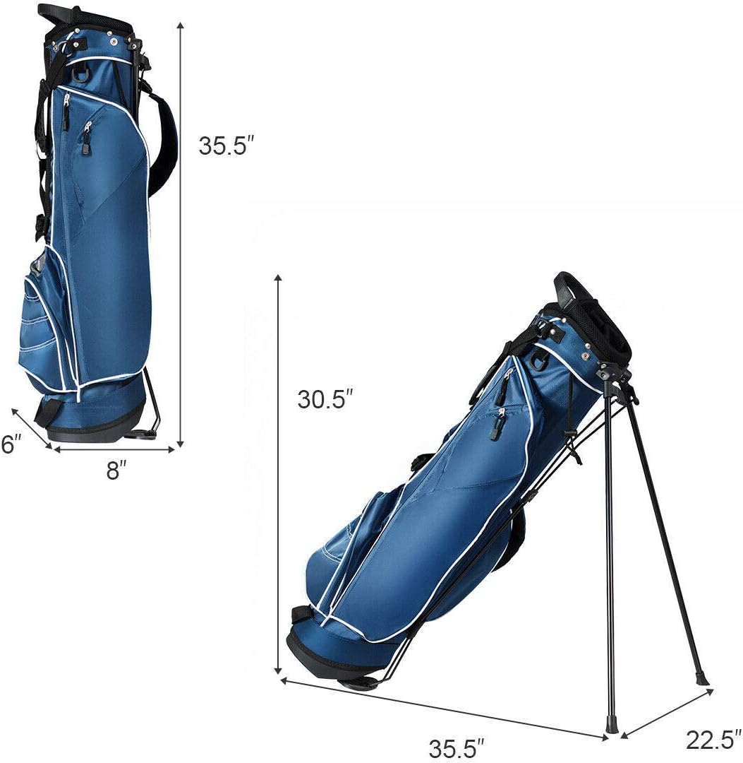 Tangkula Golf Stand Bag Lightweight Organized Golf Bag Easy Carry Shoulder Bag with 3 Way Dividers and 4 Pockets for Extra Storage Sunday Golf Bag, Blue (Blue) : Sports & Outdoors