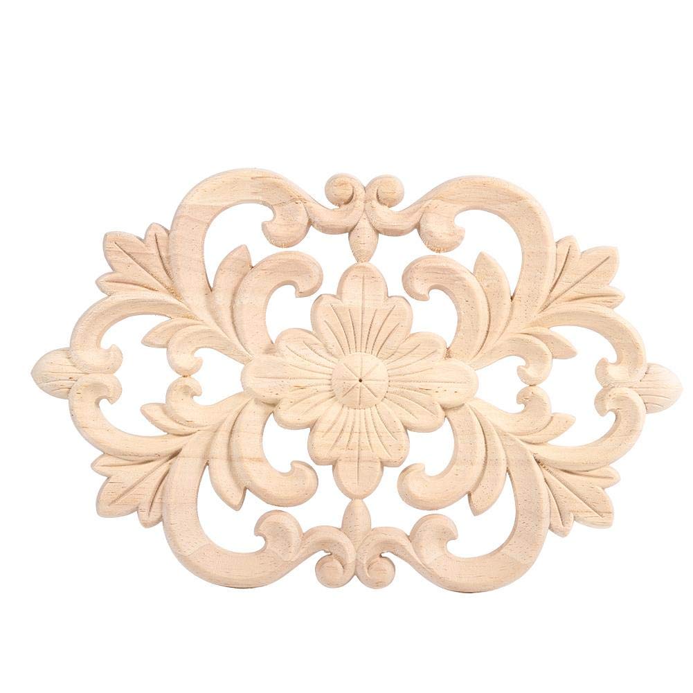 VOBOR Wood Carved Furniture Applique, Onlay Applique Unpainted Furniture for Home Door Cabinet Decoration(1Pc)(22 * 14CM)
