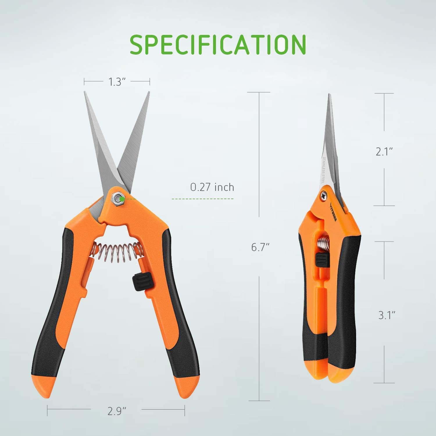 VIVOSUN 6.5 Inch Gardening Hand Pruner Pruning Shear with Straight Stainless Steel Blades Orange : Garden & Outdoor