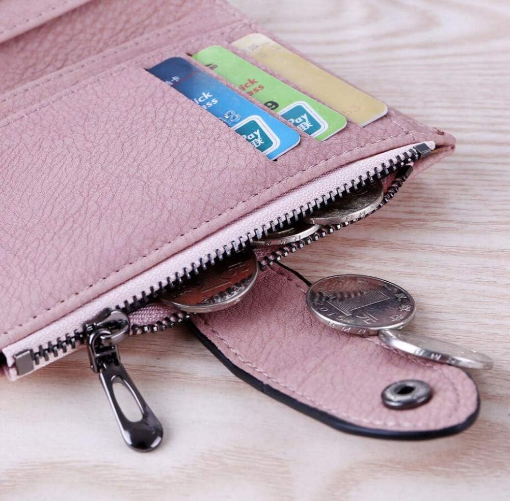 Oyccen Women's PU Leather Wallet with Zipper Pocket Multi-Slots Card Holder Ladies Vintage Short Purse, Pink - Image 5