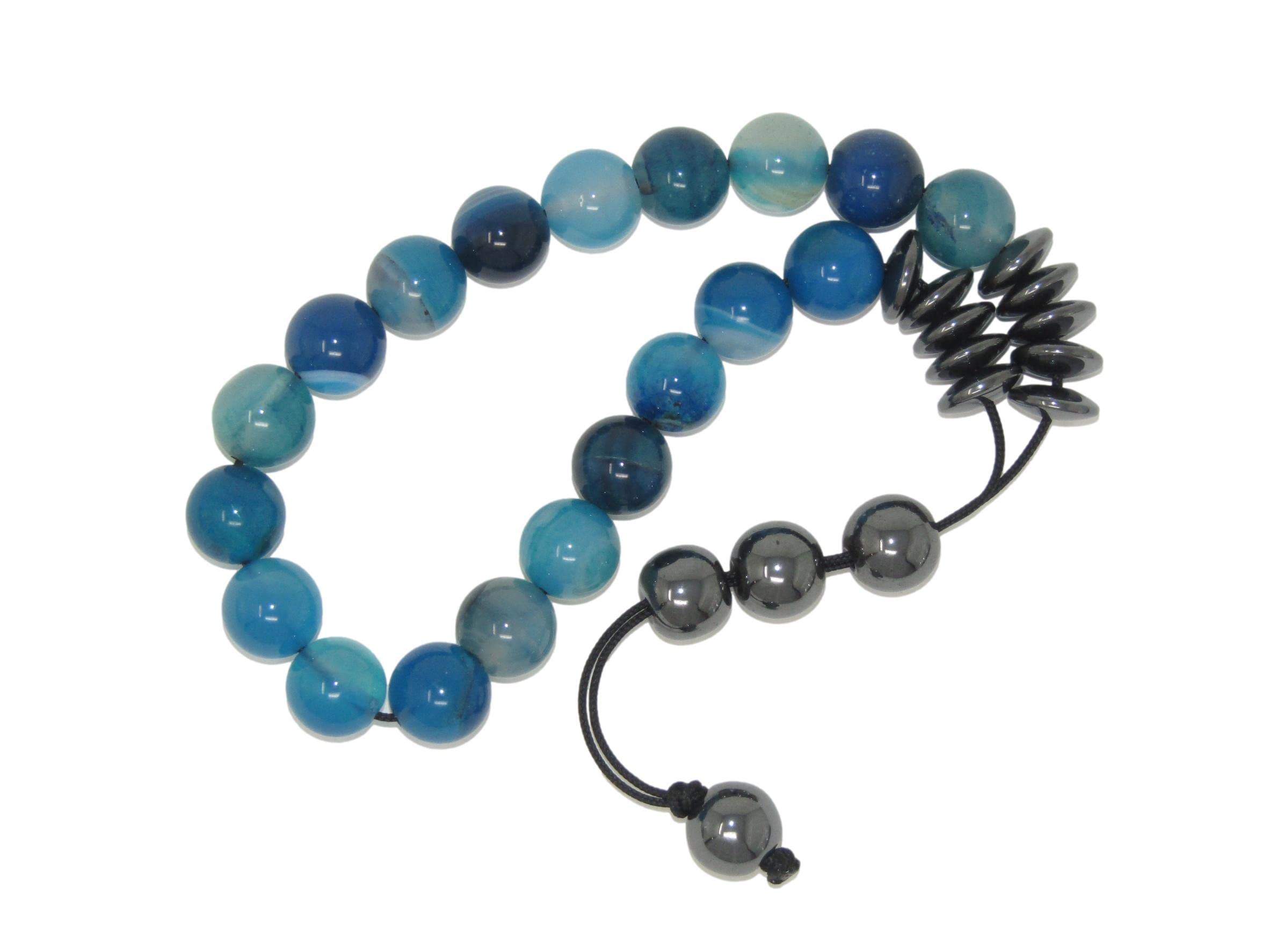 Jeannieparnell N3 BA - Greek Style Loose Strung Prayer Beads 10mm Blue Agate Gemstone Beads Handmade