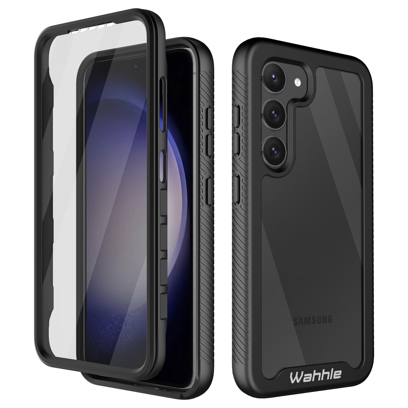 Photo 1 of wahhle Compatible with Samsung Galaxy S23 Case, Built in Screen Protector Full Body Shockproof Slim Fit Bumper Protective Phone Cover for Galaxy S23 5G 6.1'' Men Women-Black/Clear
