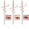 3PC Double Ended Highlighter Makeup Pen, Glitter & Matte Nude EyeLiner & Eyeshadow, Liquid Contour Liner 2 in 1 Eye Brightener Make Up Stick, Mulit-Funtional Long Lasting Lying Silkworm Pencil ( #01, #03, #04 )