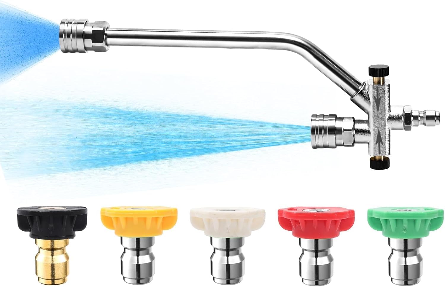 Photo 1 of Foam Cannon Dual Connector Accessory, Pressure Washer Double Tip Attachment for Foam Blaster with 5 Pressure Washer Sprayer Nozzles, 1/4" Quick
