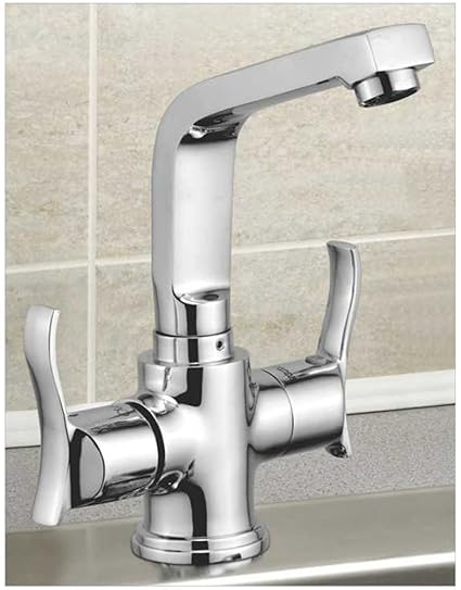 Oleanna Angel Brass Center Hole Basin Mixer with 450Mm Flexible Hose and Hot & Cold Water Feature (Disc Fitting | Quarter Turn | Form Flow) Chrome