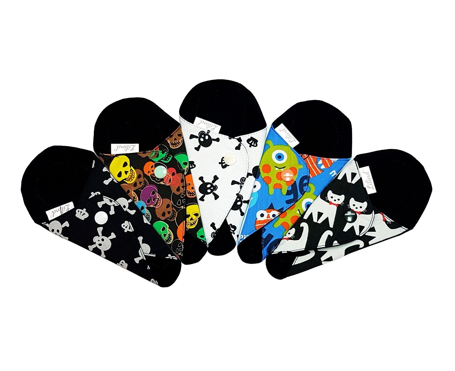 5 Pack Thong Pantyliners, Random Color Extra-Thin Reusable Organic Cloth, Washable Pads, Zero Waste 100% Cotton 5X T Random Patterns