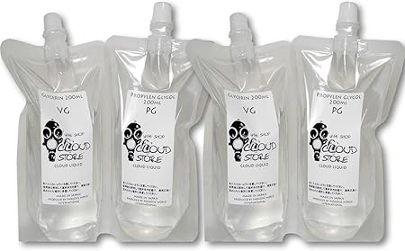 Amazon 純国産グリセリン0ml 2袋プロピレングリコール0ml 2袋 計800ml高純度 Vape 電子タバコベースリキッド ニコチンフリー Cloud Liquid 電子たばこ用リキッド