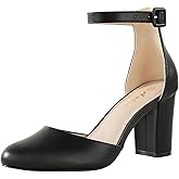 Ankis Closed Toe Heels for Women -Black Nude White Silver Gold Womens Heels Closed Round Toe Chunky Block Pumps Shoes, 3 Inch