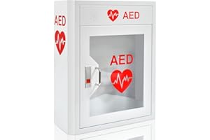 CMXIKJ AED Cabinet Wall-Mounted, Steel Metal Cabinet with Alarm and Snap Lock, fits All Brands Cardiac Science, AED Defibrillator, Zoll, Physio-Control,16.5 x 6 x 20.4 Inch