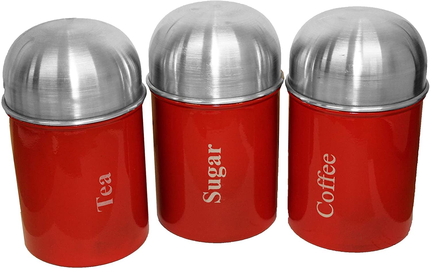 Tea/Coffee/Sugar/Bread Box/Tea Tin, Red/Black/Cream or Glossy Silver, High Quality, with Lid red