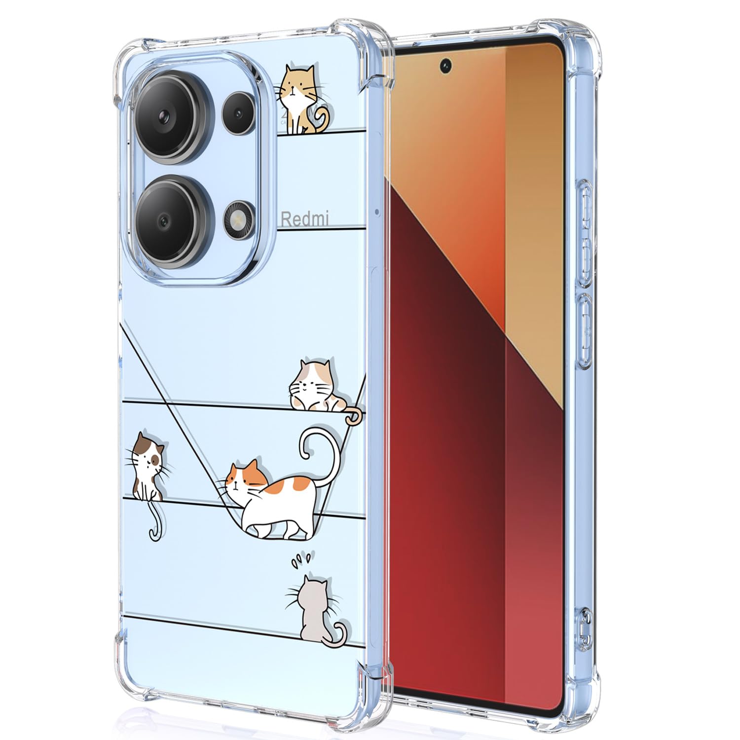 XINYEXIN Clear Case for Xiaomi Redmi Note 13 Pro 4G / Xiaomi Poco M6 Pro Cute Cat Pattern Design Slim Shockproof Transparent Soft TPU Bumper Case Protective Cover - Kitten — image 1