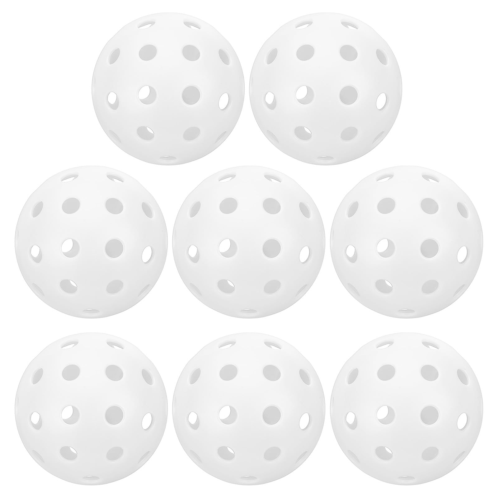 PATIKIL Outdoor Pickleball Balls 40 Holes 74mm 26g 8 Pack for Amateurs Indoor and Outdoor Sport, White