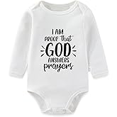 Xoleutpee I'm Proof that God Answers Prayers Long Sleeve Baby Bodysuits, Jesus Romper Outfits Girls Boys 0-24 Months