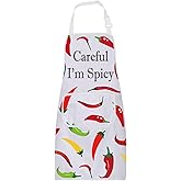 BNQL Chili Pepper Apron Hot Chilli Gifts Spicy Food Lover Gift Careful i'm Spicy Peppers Chilli Cooking Chef Apron