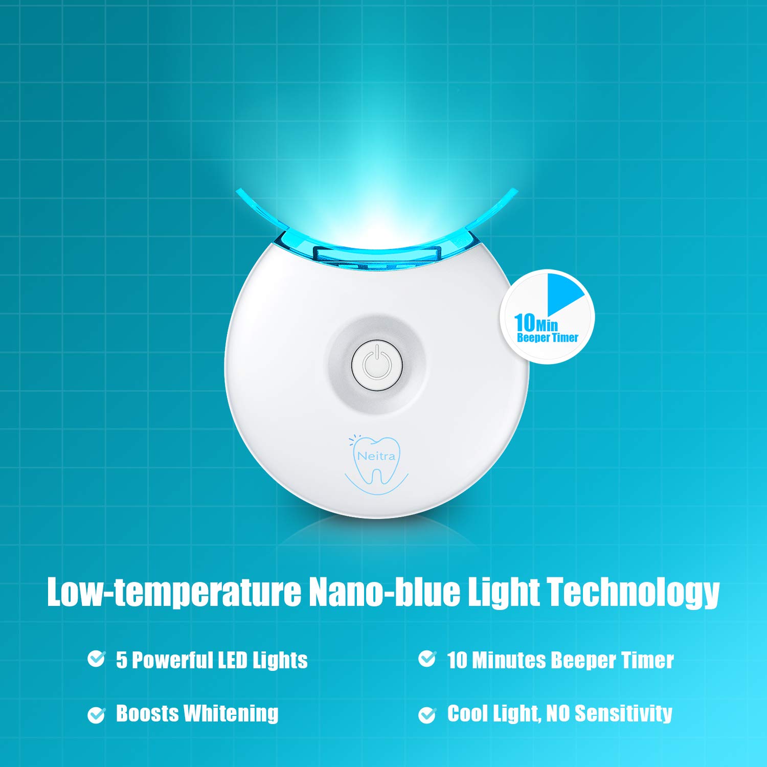 Neitra Teeth Whitening Kit with LED Light, (4Pcs) 3ml 30% Carbamide Peroxide Teeth Whitening Gel, Teeth Whitening Result in 1 Use, 5X LED Accelerator, No Sensitivity Teeth Whitener(White Pro Series): Beauty