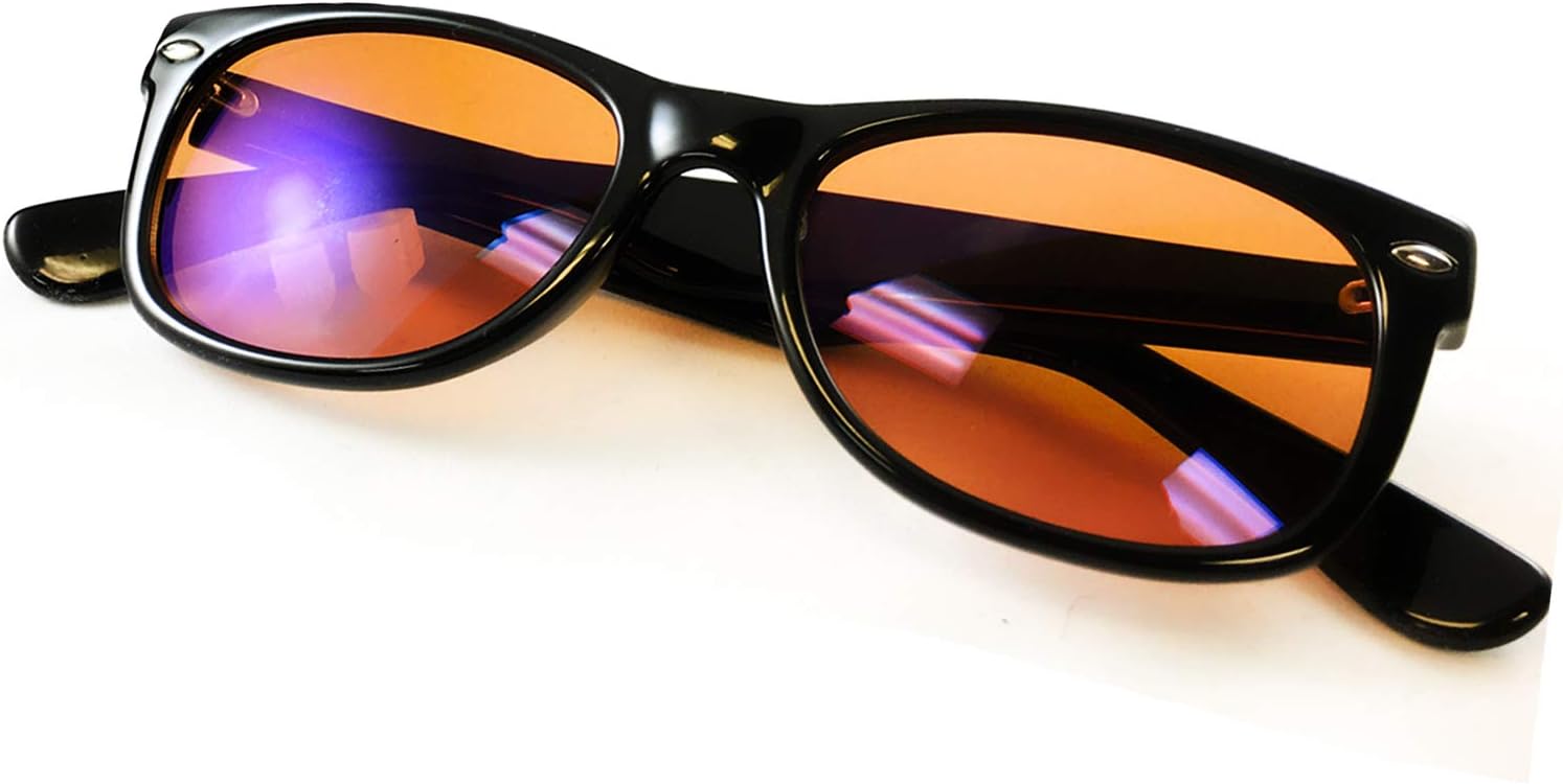 Dream Elements Anti Blue-Light Glasses - UV400 Blue Blocking Glasses to Improve Sleep - Reduce Eye Strain & Fatigue - Block Harmful Blue Rays - Lightweight - Durable - Scratch Resistant - Amber Tint