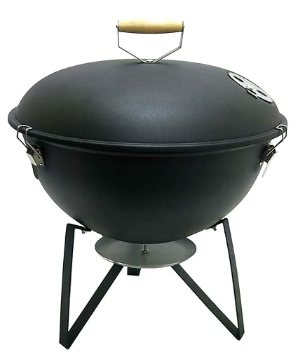 Fabrilla Kettle Oval Charcoal Barbeque Grill Set (Black)