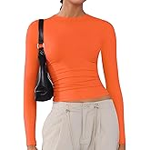 Women's Soft Long Sleeve Shirts Crew Neck Tops Basic Tees Stretchy Going Out Crop Tops Y2K Slim Fit T-Shirts