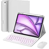 RAYMCRAFT for iPad Air 11-inch Case with Keyboard M3/M2 (2025/2024), Mouse and Detachable Wireless Keyboard, 7-Color Backligh