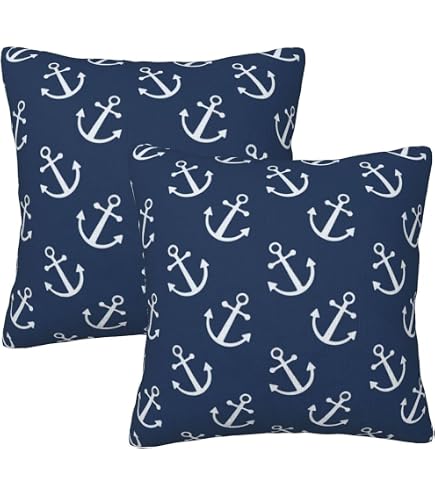 NAVIBULE Navy Anchor Throw Pillow Covers Nautical Coastal Beach
