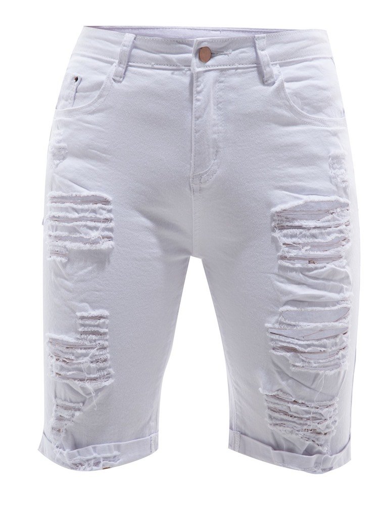 women's destroyed bermuda shorts
