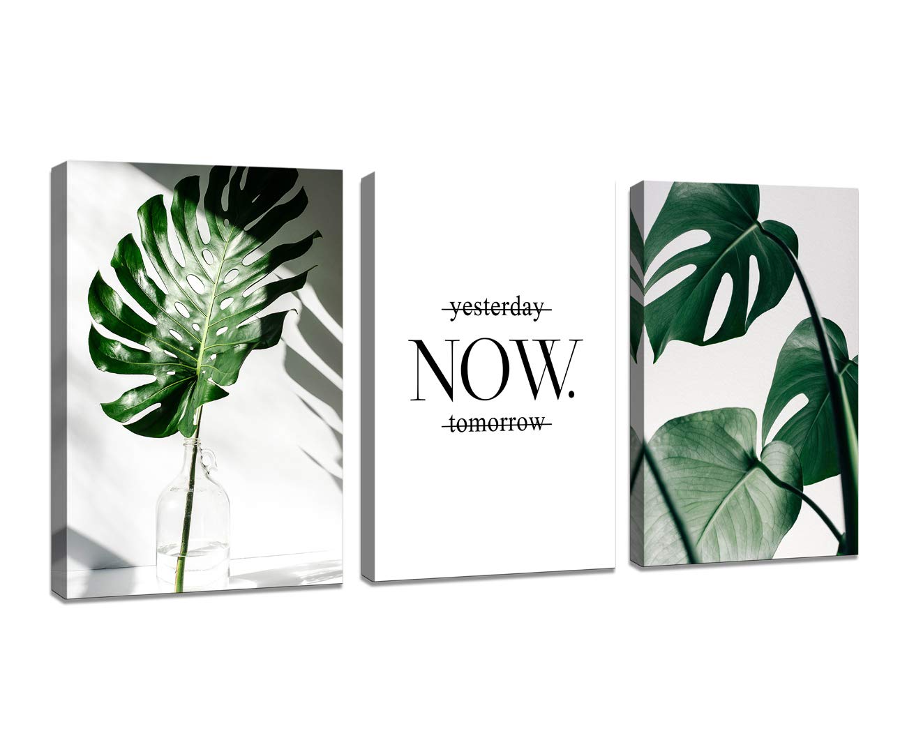 Photo 1 of DZL Art H72546 Nordic Canvas Painting Modern Prints Plant Leaf Art Posters Prints Green Art Wall Pictures Living Room Framed Poster