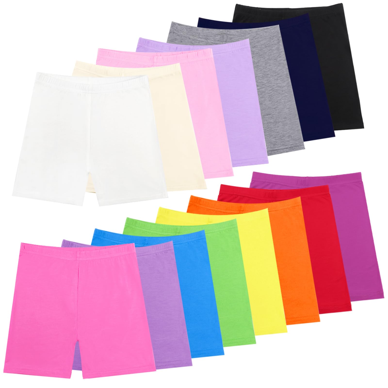 Photo 1 of HOLLHOFF 15 Pack Girls Dance Shorts 2-3T, 15 Color Bike Short Breathable and Safety for Playgrounds and Gymnastics Multi