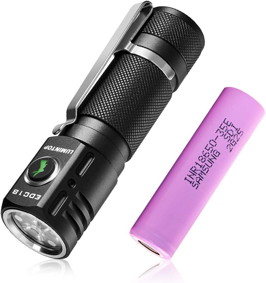 Super Bright Small LED Flashlight - Lumintop EDC18 3Cree LED 2800LM High Lumens EDC Flashlight with 18650 Rechargeable Battery, Magnetic Tail, IP68 Waterproof Light Torch for Outdoor Camping Hiking - - 