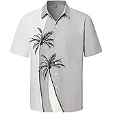 Hardaddy Men's Hawaiian Shirt Short Sleeves Coconut Printed Button Down Summer Beach Casual Shirts